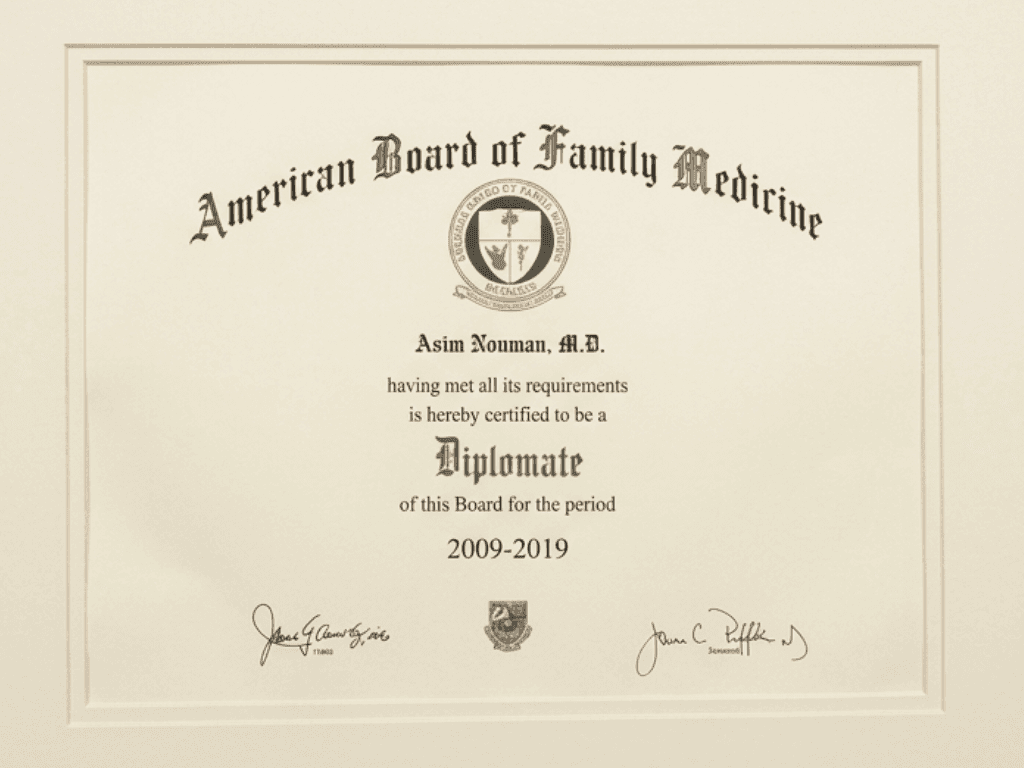 Diplomate — Family Medicine — American Board of Family Medicine